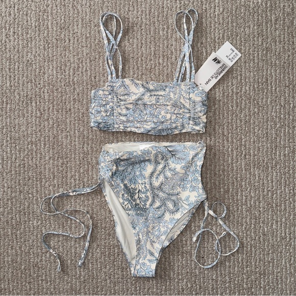 Blue paisley print floral two piece swimsuit - Picture 2 of 9